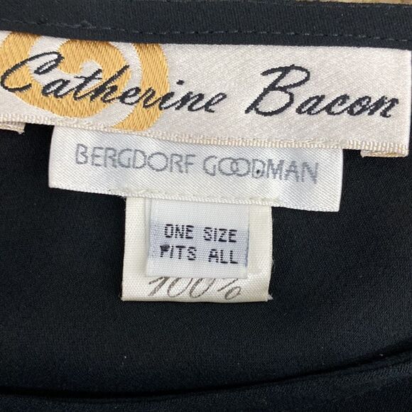 Catherine Bacon Bergdorf Goodman black silk hi low long sleeve blouse sz XS/S - Picture 5 of 8